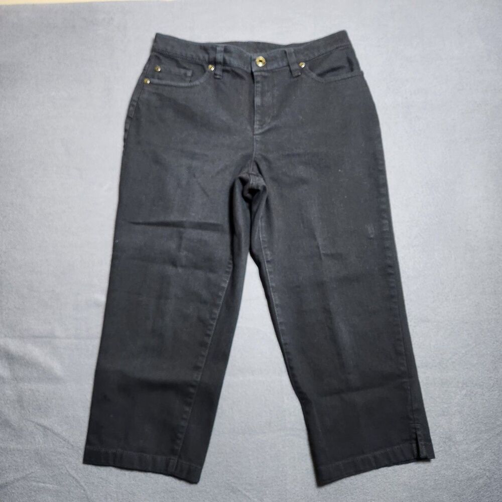 Talbots Women 8 Black Mid Rise Straight Leg Cropped Jeans